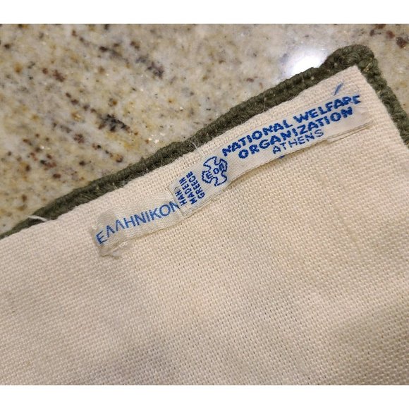 Old Wool Needlepoint Pillow Cover Peacock Athens Greece Nat. Welfare Org 11x12 - Picture 9 of 12